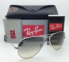 Nuovo Ray Ban Aviator RB3025 003/32 Silver Frame Light Grey Gradient Lens 58mm