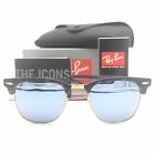 Nuovi occhiali da sole Clubmaster Ray-Ban RB3016 1145/30 con lente specchiata argento 49mm
