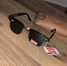 RayBan Clubmaster (RB3016) Lente nera, Black Accent, Golden Nose Band!