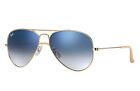 Nuovi occhiali da sole autentici Ray Ban RB 3025 001/3 Gold Aviator Blue Gradient 58