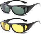 2 Set di occhiali per visione diurna e notturna HD Uomo che guida occhiali da sole avvolgenti Adatto a OVER